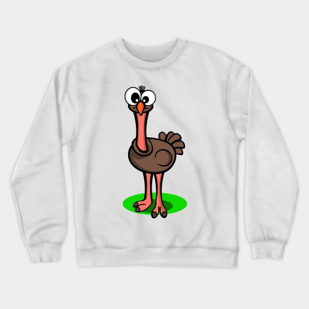 Cartoon Ostrich Crewneck Sweatshirt by RG Illustration